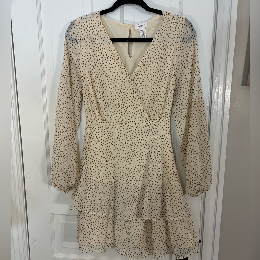 Go jane , size large, polka dot, ruffle mini dress